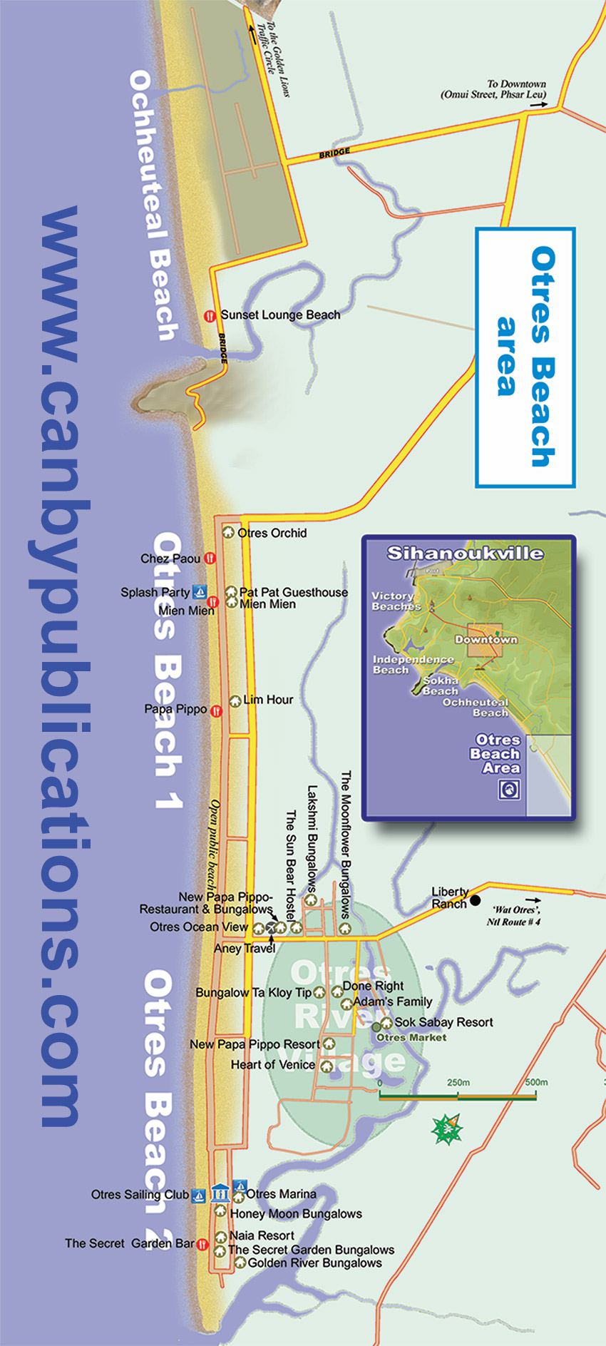 Map of Otres Beach, Sihanoukville, Cambodia