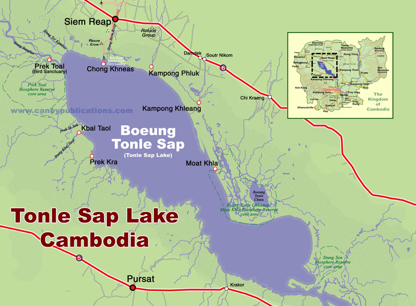 Map of Tonle Sap Lake, Cambodia